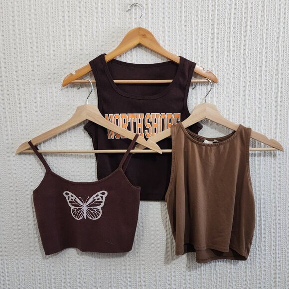 SHEIN and Live in the Moment Brown Crop Top Y2K Bundle of Tops Size Small - Picture 12 of 12